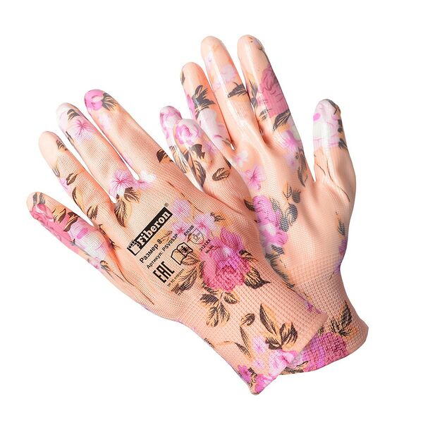 Перчатки садовые FIBERON, полиэстер, нитрил, размер M, разноцветные