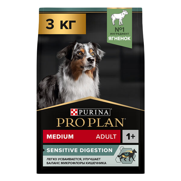 Корм Purina Pro Plan Medium Adult Sensitive Digestion для собак Ягненок, 3 кг