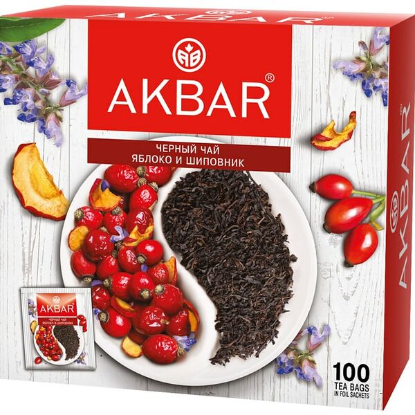 Чай черный Akbar Яблоко и Шиповник 100*1.5г
