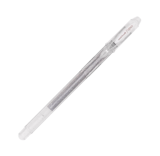 Ручка гелевая 1 мм серебро SIGNO Sparkling арт UM-120SP SILVER