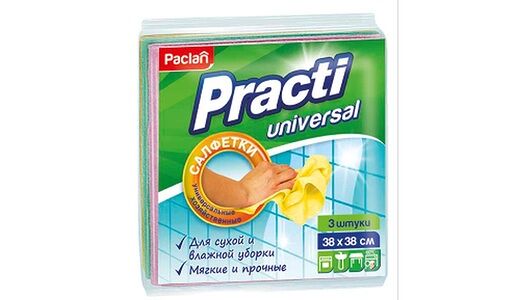 Салфетки хозяйственные вискозные Paclan Practi универсальные 38х38 см 3 шт