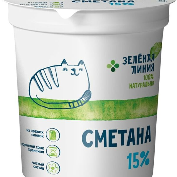 Сметана Зеленая линия 15% 290г