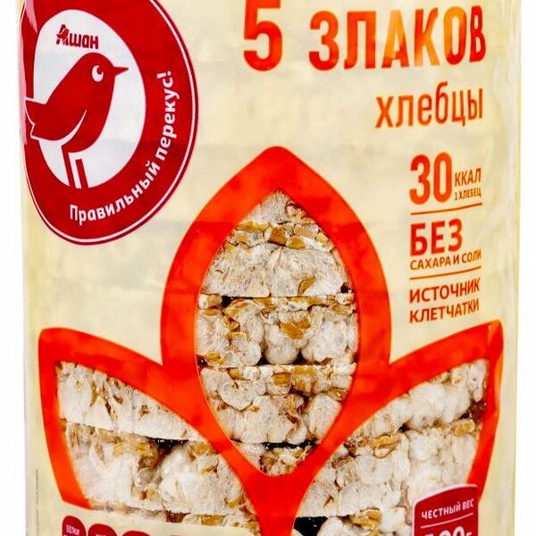Хлебцы Ашан Красная птица пять злаков