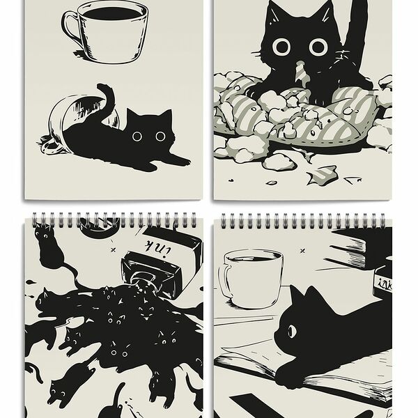 Блокнот 60л А5 NAUGHTY CAT LOREX, 1 шт, в ассортименте