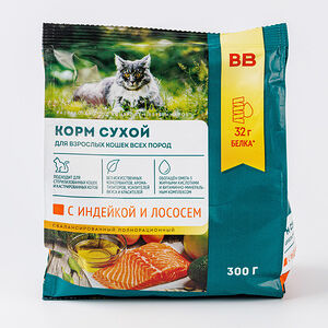 Корм сухой для взрослых кошек всех пород "Лосось", 300 г