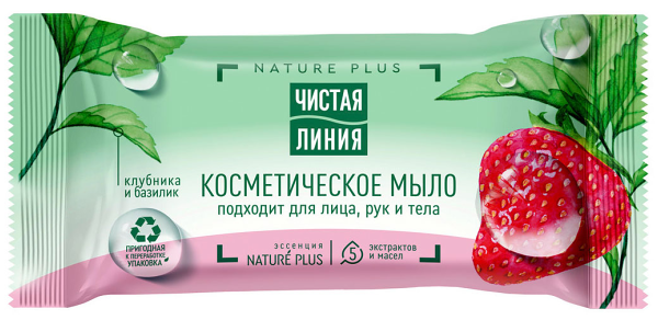 Мыло косметическое ЧИСТАЯ ЛИНИЯ Клубника и базилик