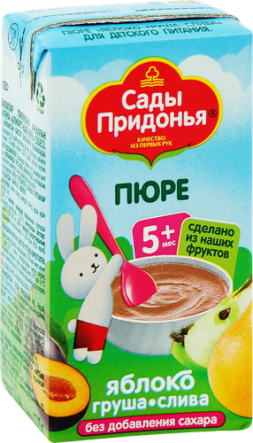 

Пюре Сады Придонья яблоко, груша, слива, с 5 месяцев 125 г