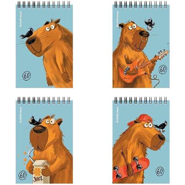 Блокнот ErichKrause на спирали клетка А6, 60 л, в ассортименте