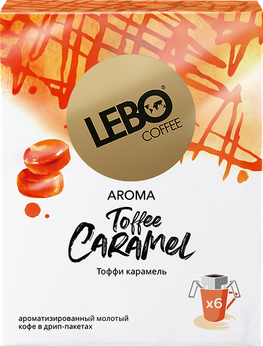 Кофе молотый LEBO Aroma Toffee Caramel Арабика с ароматом карамели натуральный жареный, 63г