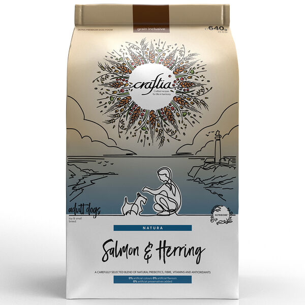 Корм сухой для собак CRAFTIA NATURA Grain Inclusive Лосось с Сельдью для мелких пород