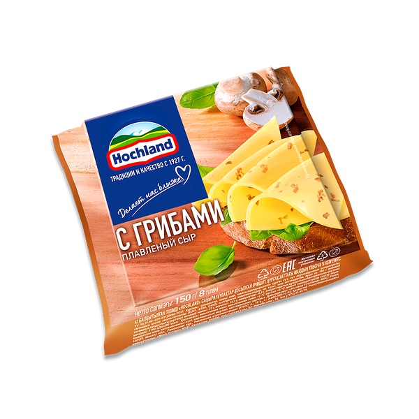 Сыр Hochland плавленый с грибами ломтики 150 г