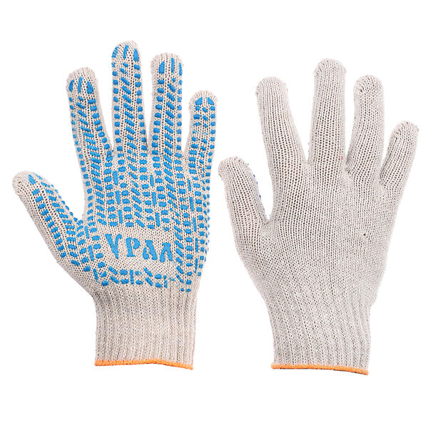 Перчатки вязаные люкс х/б с пвх напылением 