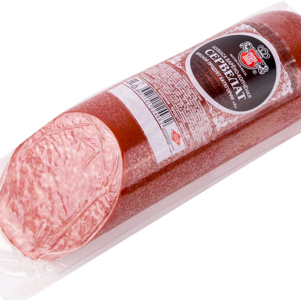 Колбаса копчено-вареная ВЕЛЕС Сервелат Юбилейный