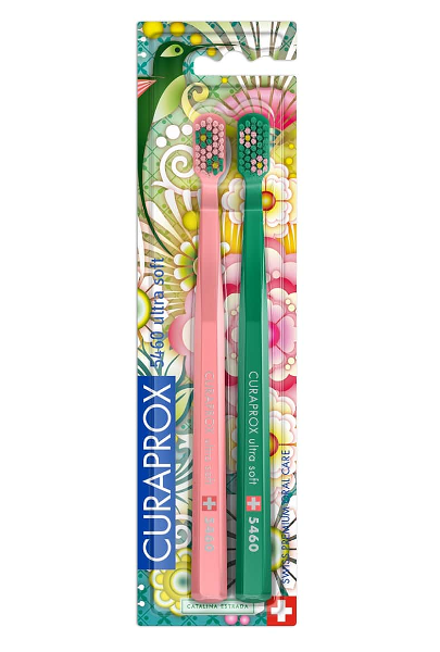 Curaprox CS 5460 2 шт ultra soft Набор зубных щеток коралловая и зеленая