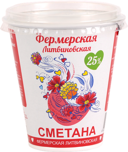 Сметана Фермерская Литвиновская 25%, без змж