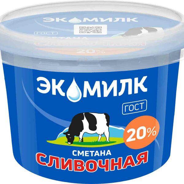 Сметана сливочная Экомилк 20%