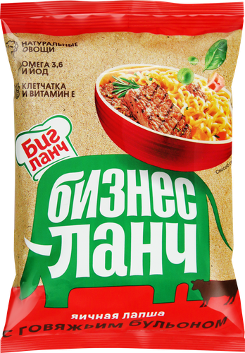 

Лапша яичная Бизнес Ланч с говяжьим бульоном 60 г