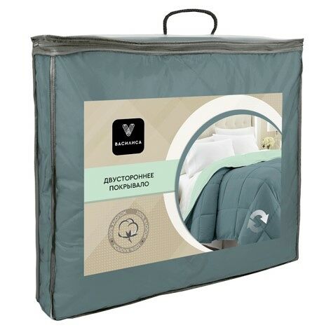 Покрывало двустороннее ТМ Василиса 200х220 поплин гл/кр АКВАМАРИН