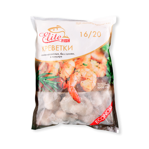 Креветки Elite Fish в панцире премиум замороженные кг