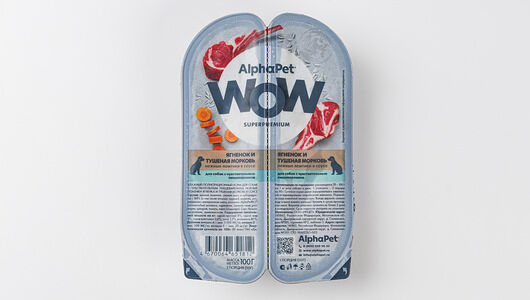 Корм AlphaPet влажный для собак Ягненок и тушеная морковь нежные ломтики в соусе, 100г