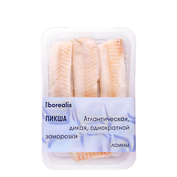 Пикша, филе лойн (спинка) без кожи, свежемороженое, Borealis, 400 г