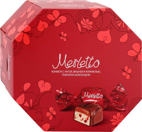 

Подарочная коробка конфет Merletto, с нугой, вишней и карамелью 150 г