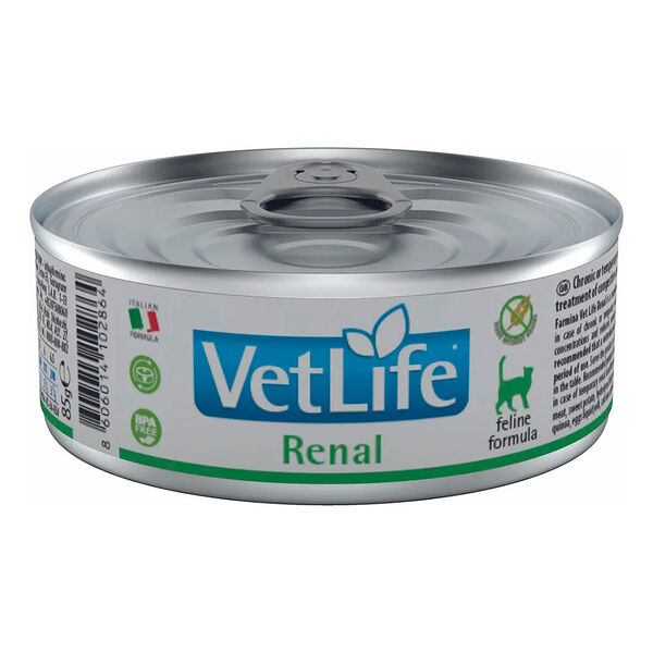Корм для кошек Vet Life Renal при почечной недостаточности паштет банка
