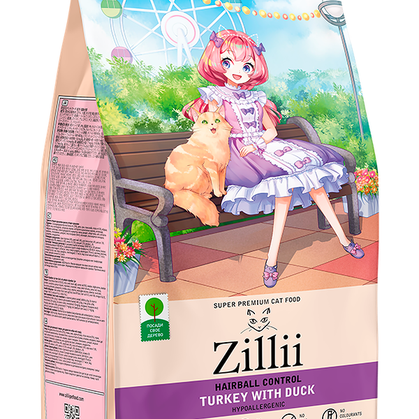 Корм сухой для кошек контроль образования комочков шерсти в желудке, гипоаллергенный ZILLII Hairball Control 400 г