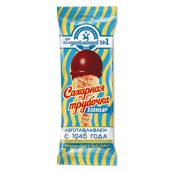 Мороженое Ленинградский Хладокомбинат №1 Сахарная трубочка пломбир 70 г