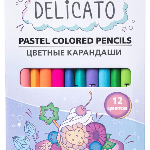 Карандаши цветные Хатбер Pastel, 12 цветов