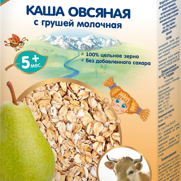 Каша овсяная FLEUR ALPINE молочная с грушей, с 5 месяцев