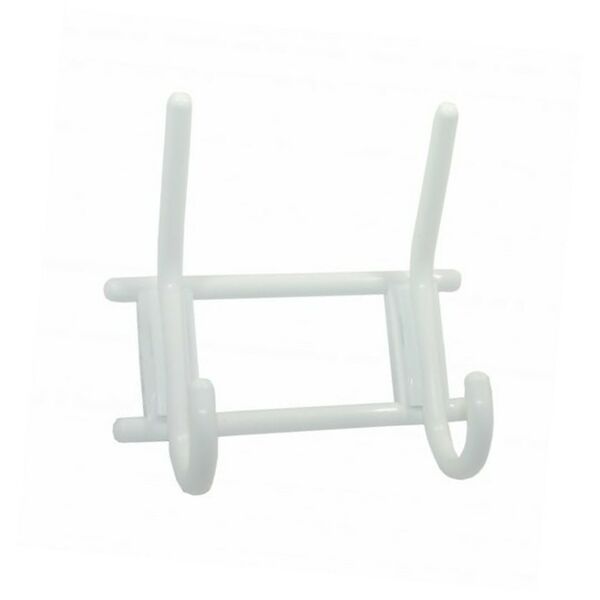 Вешалка 2-х рожковая, пластик, белая 4x10 см