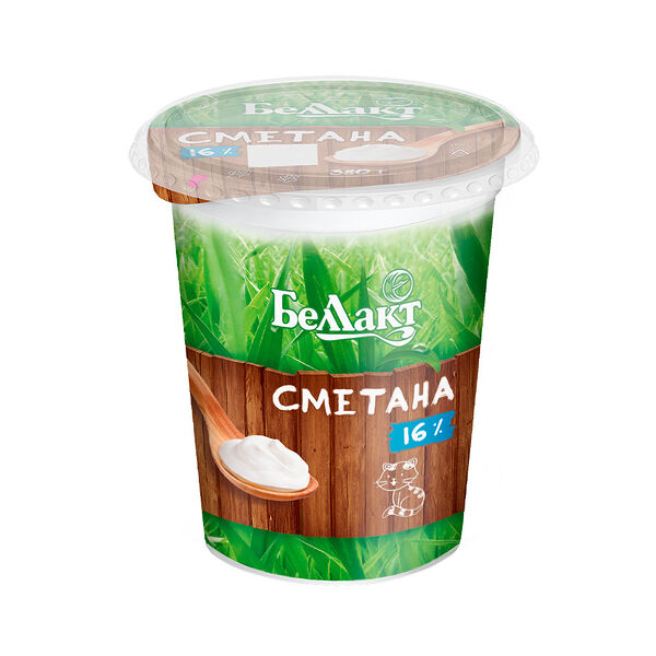 Сметана жир 16% п/ст вес 380г Беллакт
