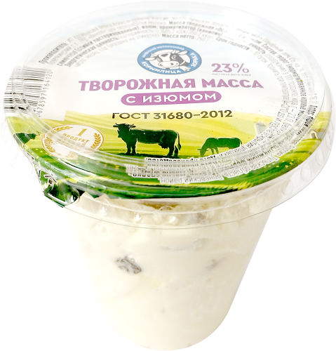 Масса творожная Кормилица Зорька с изюмом 23%