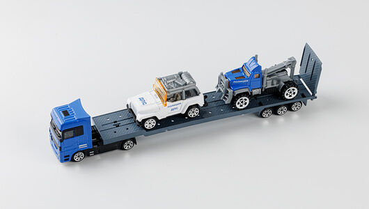 Набор машинок металлических: автовоз-пикап, эвакуатор, полиция ТМ Пламенный мотор