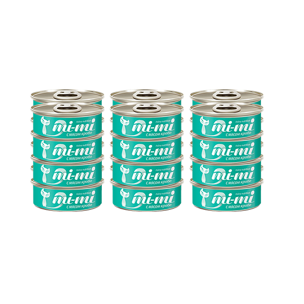 Корм для кошек MI-MI Кусочки в желе краб конс.80г (упаковка - 24 шт)