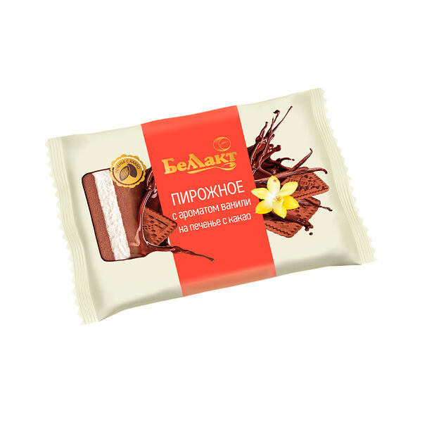 Пирожное с творогом 24% на печенье Беллакт с какао с аром ванили в глазури 75г