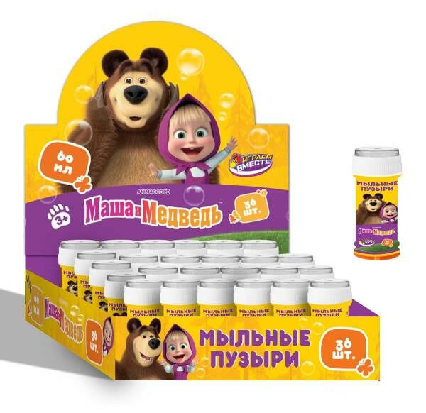Мыльные пузыри Маша и Медведь 60мл, дисп.23*23*11см ИГРАЕМ ВМЕСТЕ