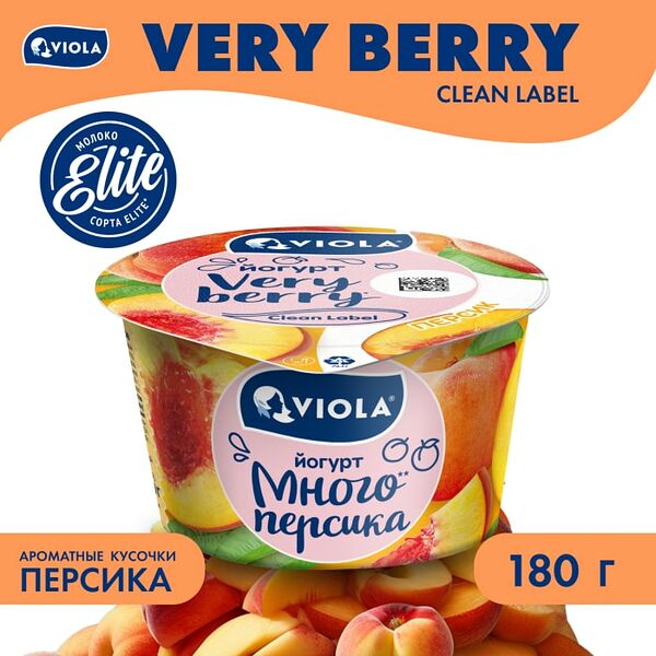 Йогурт Viola Very Berry Персик 2.6% 180г