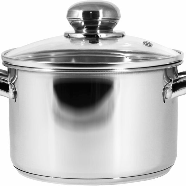 Кастрюля ЛЗЭП нержавеющая сталь 5.7л со стеклянной крышкой