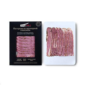 Пастрами из мраморной говядины, томлённая в смокере, «ПриМясе», 100 г, Россия