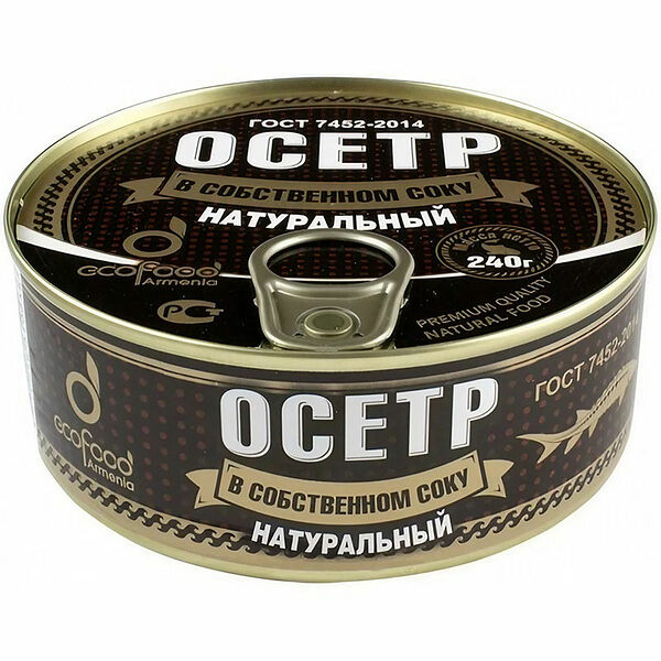 Осетр натуральный в собственном соку Эко Фуд, 240 г