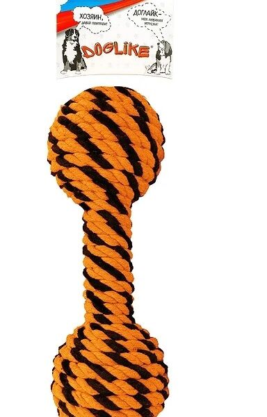 Игрушка для собак DOGLIKE Гантель Броник малая (оранжевый-черный)