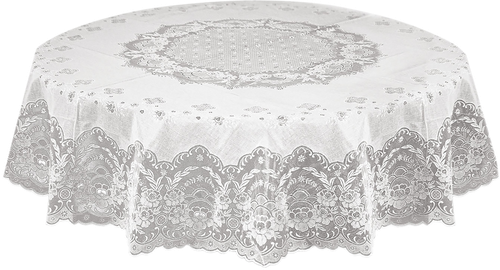 

Скатерть кружевная Niklen ПВХ круглая d 137 см белая-бежевая