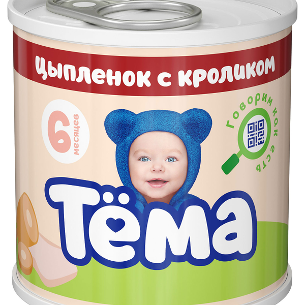 Пюре мясное ТЕМА Цыпленок с кроликом, с 6 месяцев, 90 г