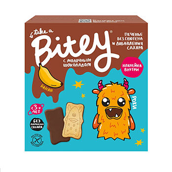 Печенье безглютеновое Bitey с глазурью Банан (без сахара) 125г, Россия
