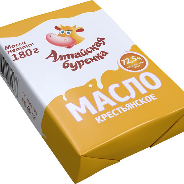 Масло сладко-сливочное Алтайская Буренка Крестьянское 72,5%
