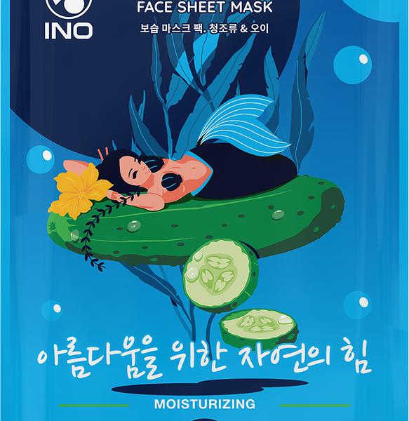 Маска тканевая INO Голубые водоросли и огурец увлажняющая 25 мл