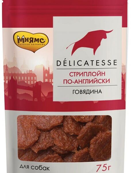 Лакомство для собак Мнямс Стриплойн по-английски Говядина 75г
