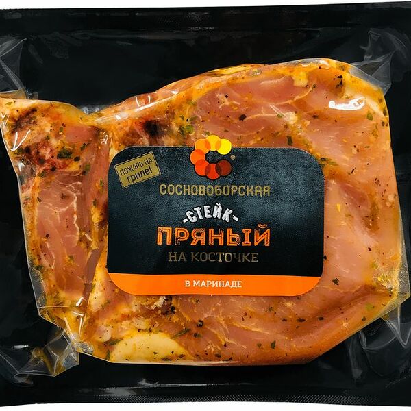 Стейк на косточке Сосновоборская Пряный в маринаде охлажденный